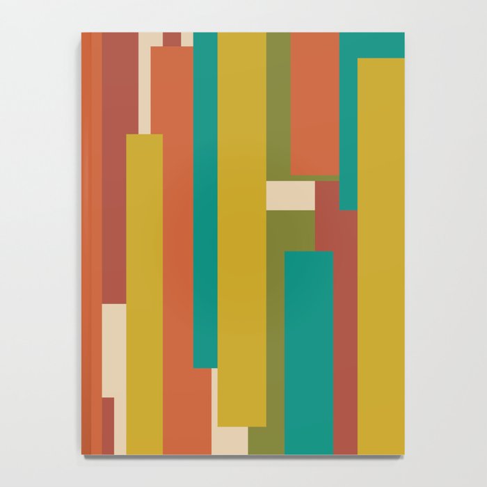 Midcentury Modern Vertical Geometric Pattern in Mid Mod Mustard, Orange, Olive, Teal, and Beige Notebook Gallery Image 4