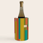 Midcentury Modern Vertical Geometric Pattern in Mid Mod Mustard, Orange, Olive, Teal, and Beige Wine Chiller Gallery Image 3