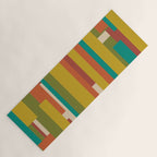 Midcentury Modern Vertical Geometric Pattern in Mid Mod Mustard, Orange, Olive, Teal, and Beige Yoga Mat Gallery Image 1