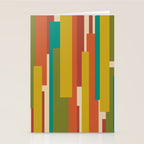 Midcentury Modern Vertical Geometric Pattern in Mid Mod Mustard, Orange, Olive, Teal, and Beige Stationery Card Gallery Image 2