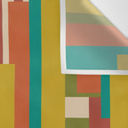 Midcentury Modern Vertical Geometric Pattern in Mid Mod Mustard, Orange, Olive, Teal, and Beige Wall Tapestry Gallery Image 3