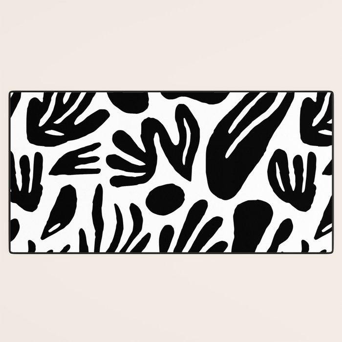 Black and white organic nature art pattern Desk Mat Gallery Image 3