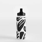 Black and white organic nature art pattern Water Bottle Gallery Image 2