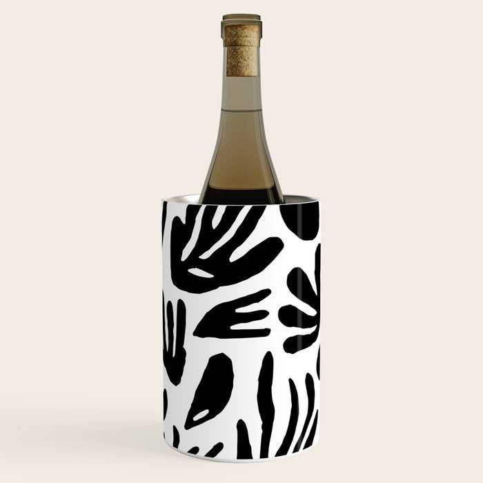 Black and white organic nature art pattern Wine Chiller Gallery Image 2