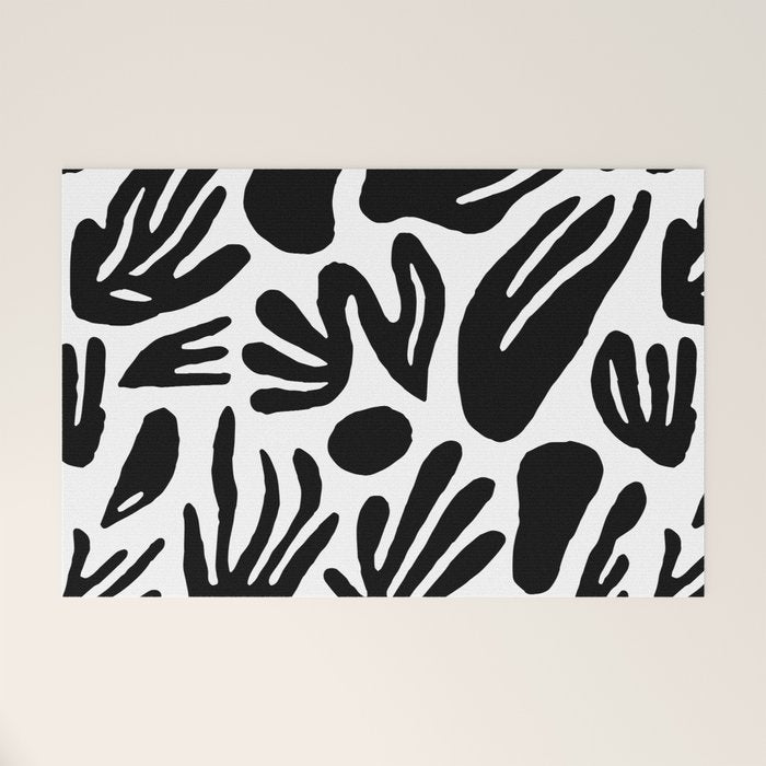 Black and white organic nature art pattern Welcome Mat Gallery Image 1