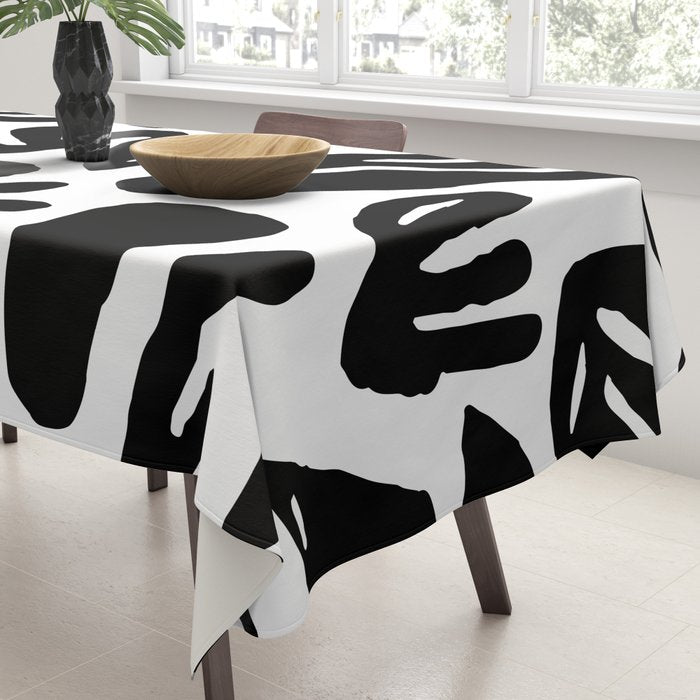 Black and white organic nature art pattern Tablecloth Gallery Image 3