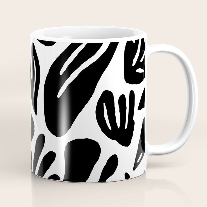 Black and white organic nature art pattern Coffee Mug Gallery Image 1