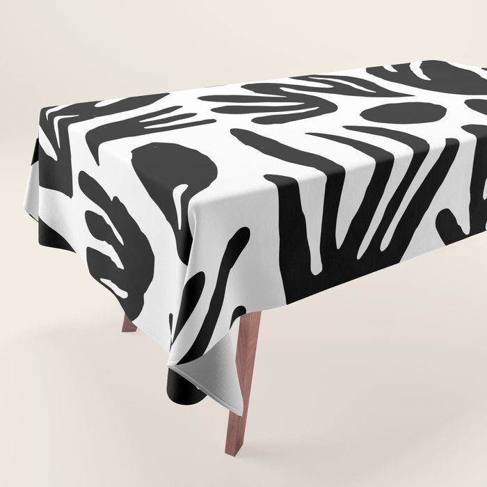 Black and white organic nature art pattern Tablecloth Gallery Image 1