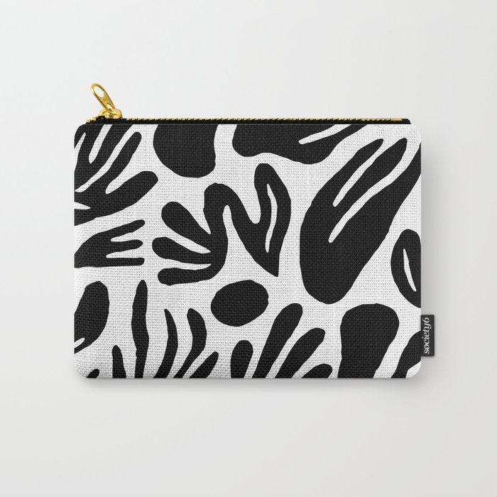 Black and white organic nature art pattern Carry All Pouch Gallery Image 1