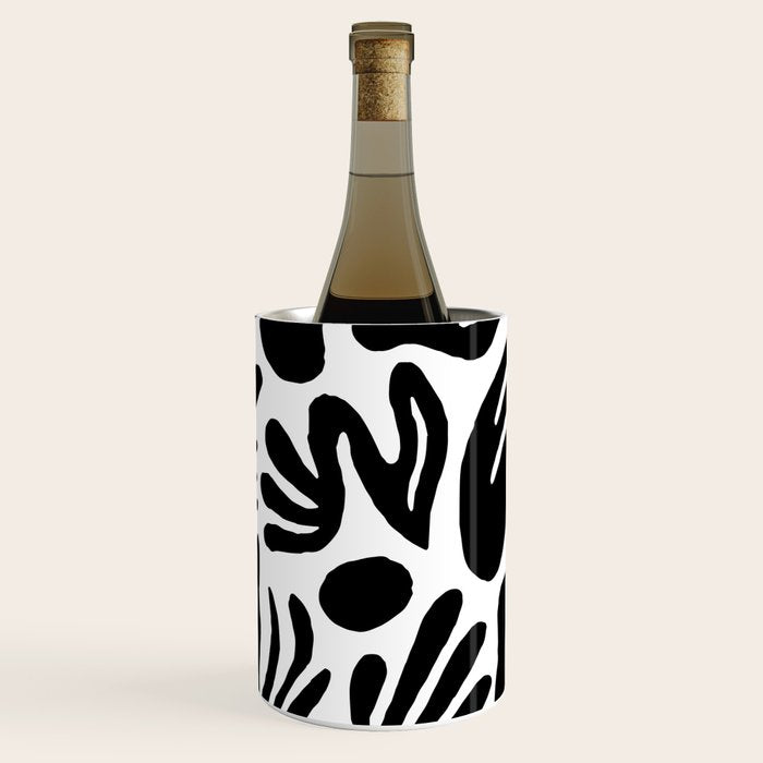 Black and white organic nature art pattern Wine Chiller Gallery Image 1