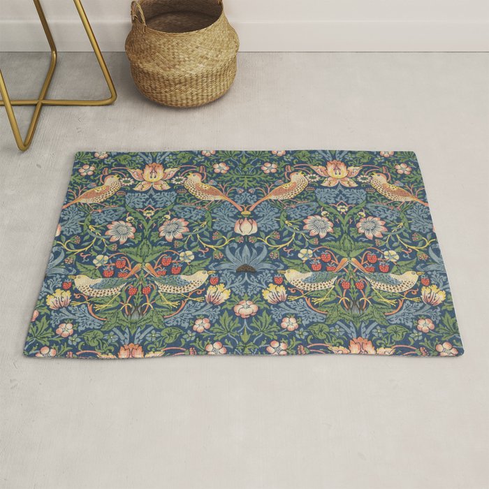 Strawberry Thief - Vintage William Morris Bird Pattern Rug Gallery Image 1