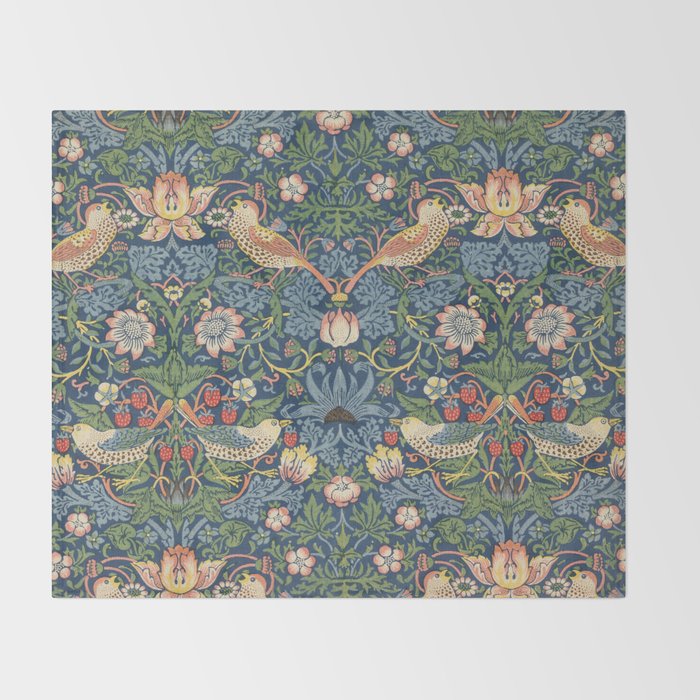 Strawberry Thief - Vintage William Morris Bird Pattern Throw Blanket Gallery Image 2