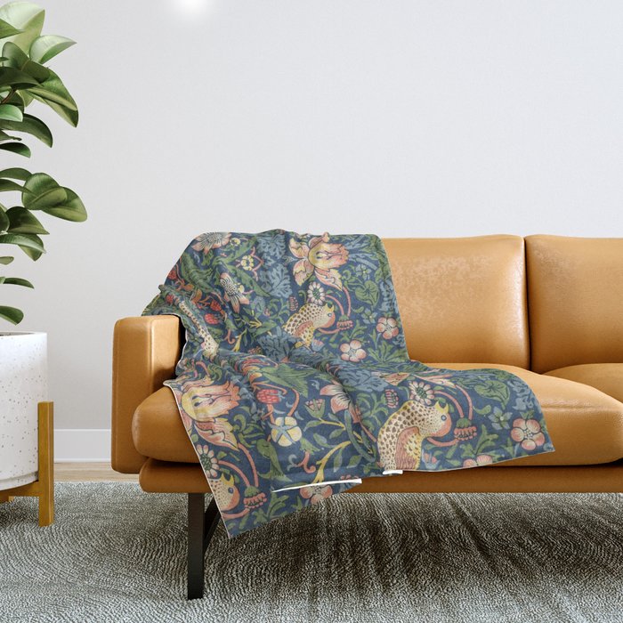 Strawberry Thief - Vintage William Morris Bird Pattern Throw Blanket Gallery Image 1