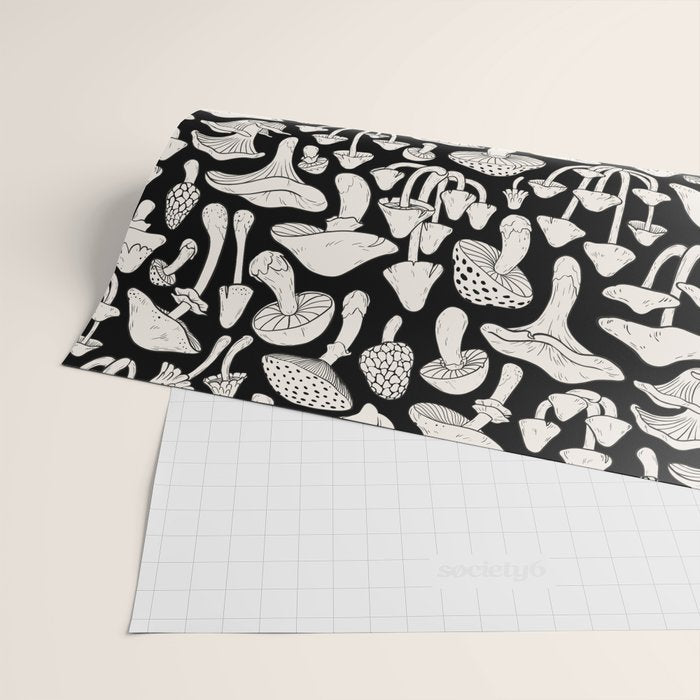 Mushrooms in Black And White Wrapping Paper Gallery Image 2
