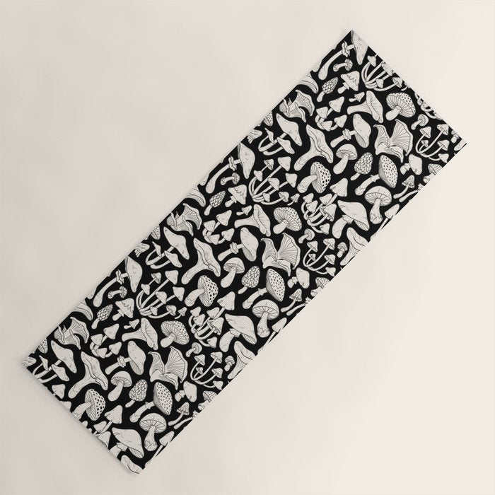 Mushrooms in Black And White Yoga Mat Gallery Image 1