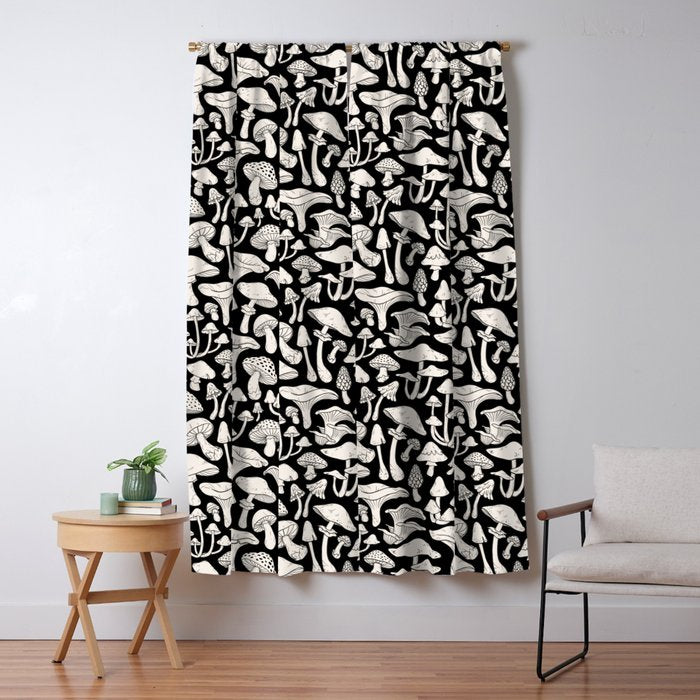 Mushrooms in Black And White Window Curtain Gallery Image 5