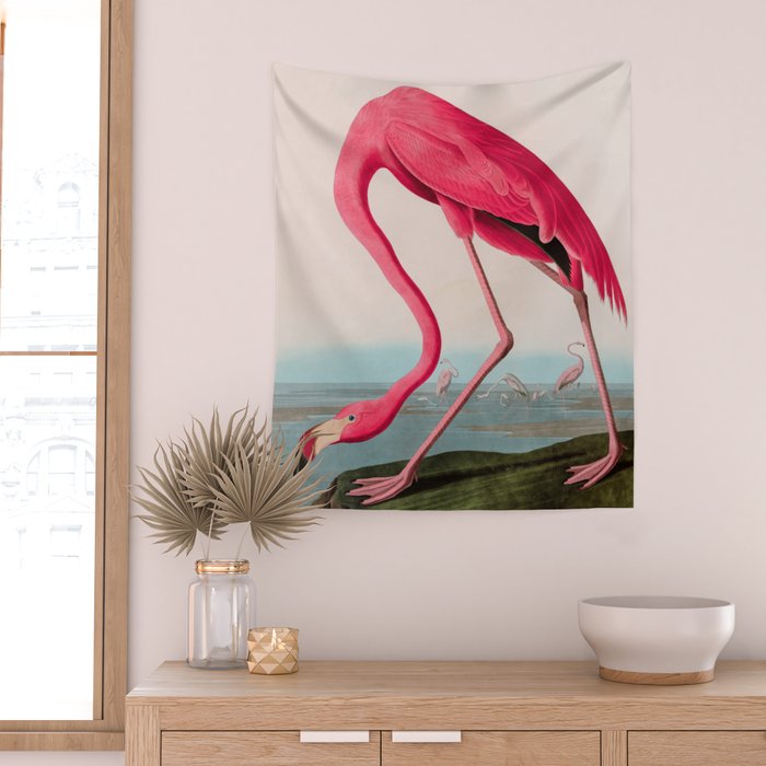 American Flamingo Birds of America Audubon Illustration Bird Lovers Gift Wall Tapestry Gallery Image 2