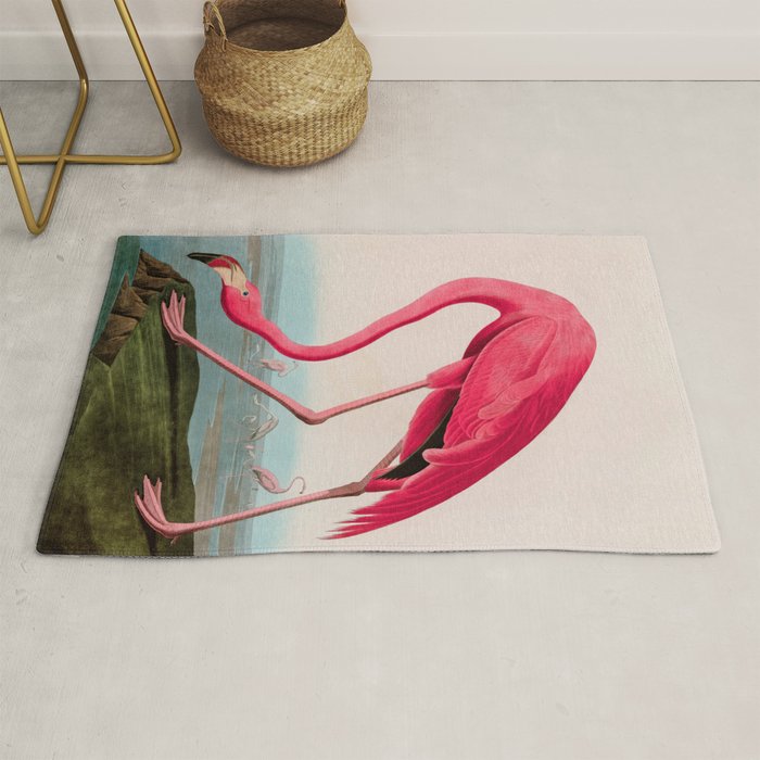American Flamingo Birds of America Audubon Illustration Bird Lovers Gift Rug Gallery Image 1