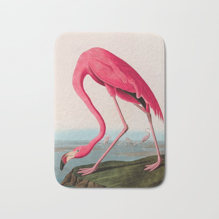 American Flamingo Birds of America Audubon Illustration Bird Lovers Gift Bath Mat Gallery Image 1