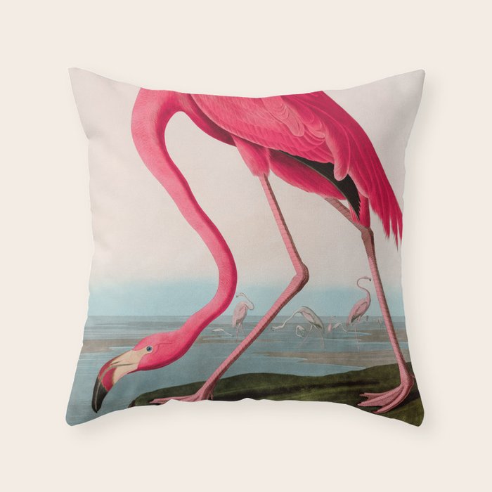 American Flamingo Birds of America Audubon Illustration Bird Lovers Gift Throw Pillow Gallery Image 6