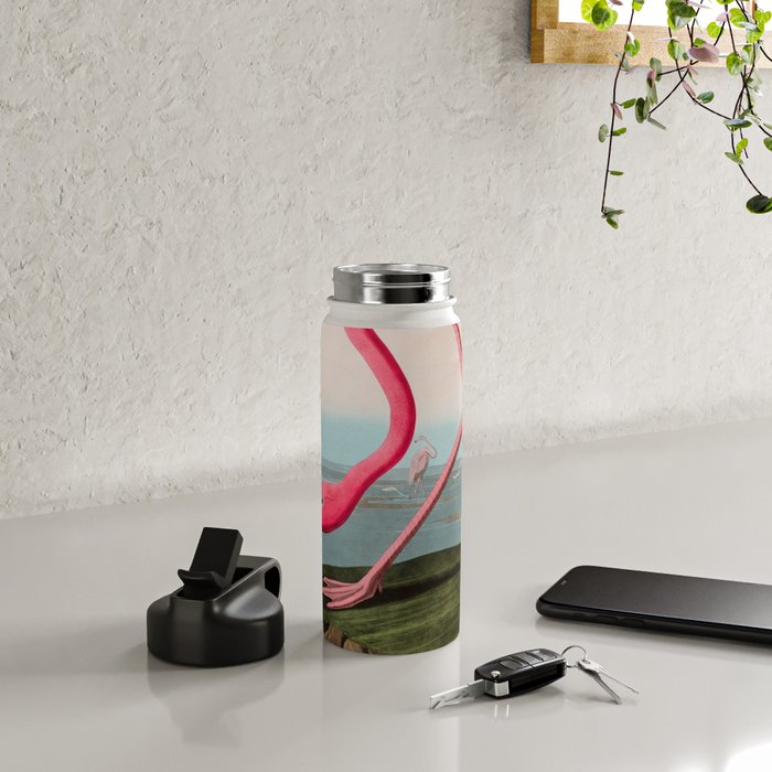 American Flamingo Birds of America Audubon Illustration Bird Lovers Gift Water Bottle Gallery Image 4