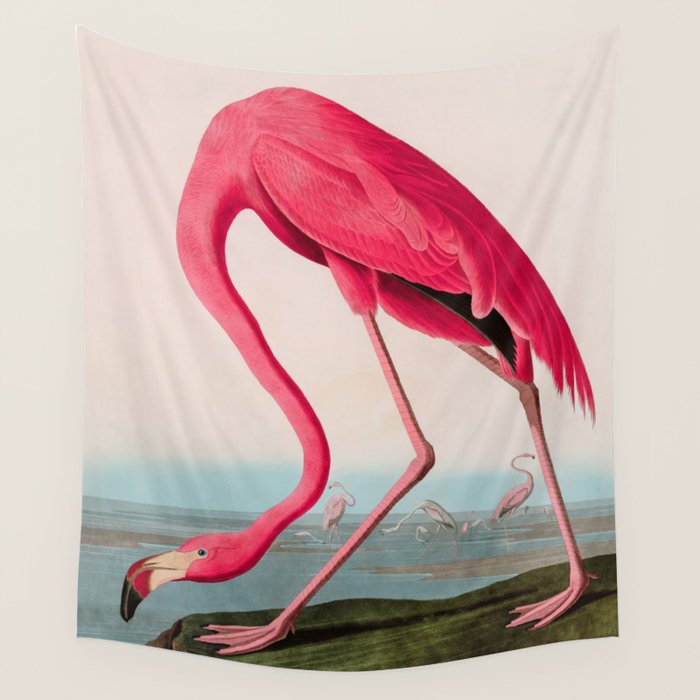 American Flamingo Birds of America Audubon Illustration Bird Lovers Gift Wall Tapestry Gallery Image 1