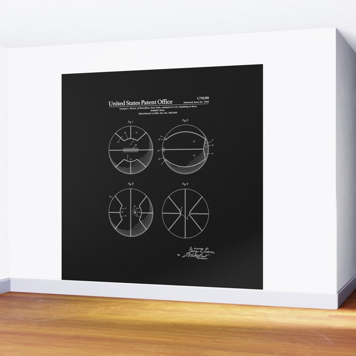 Basketball Patent - Black Wall Mural Gallery Image 2