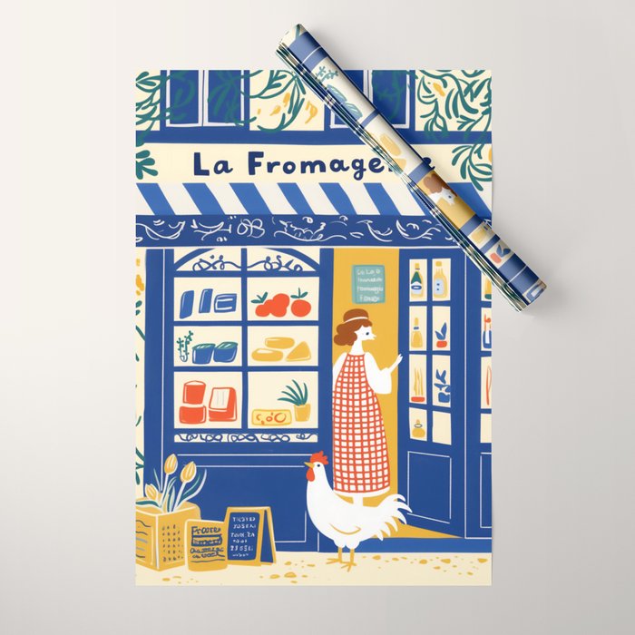 Charming French Cheese Shop Wrapping Paper Gallery Image 1