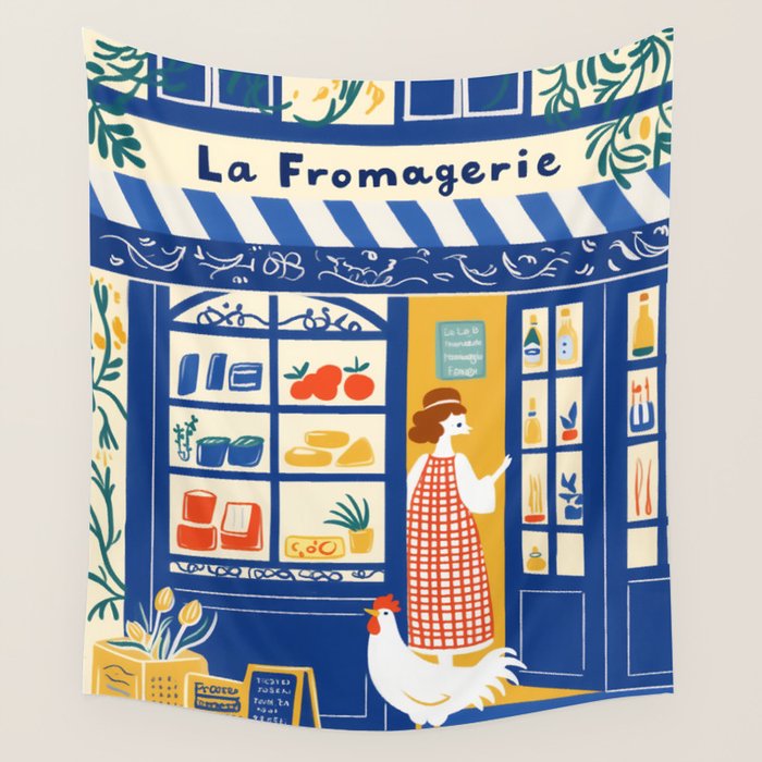 Charming French Cheese Shop Wall Tapestry Gallery Image 4