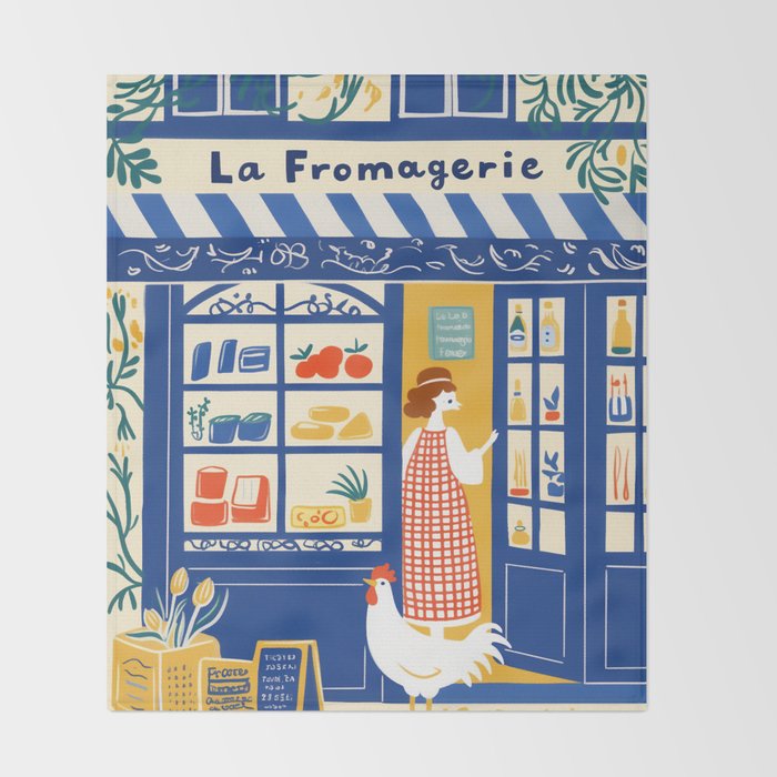 Charming French Cheese Shop Throw Blanket Gallery Image 2