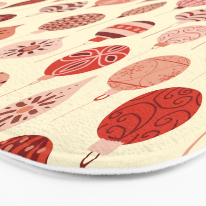 Christmas Ornaments Red Pink Beige Pattern Bath Mat Gallery Image 3