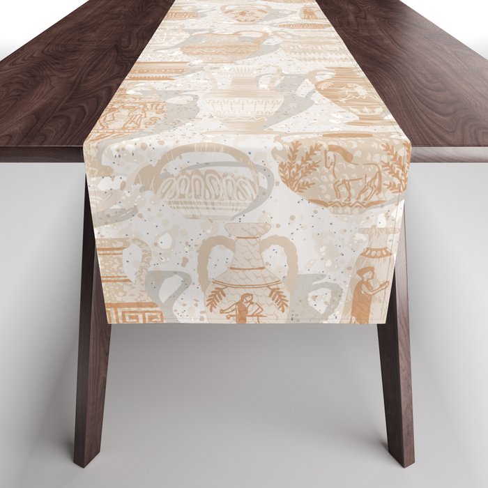 Antique pottery warm neutral Table Runner Gallery Image 1