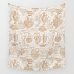 Antique pottery warm neutral Wall Tapestry Gallery Image 4