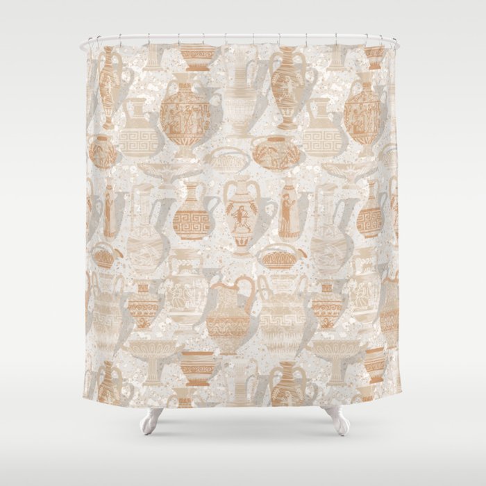 Antique pottery warm neutral Shower Curtain Gallery Image 1