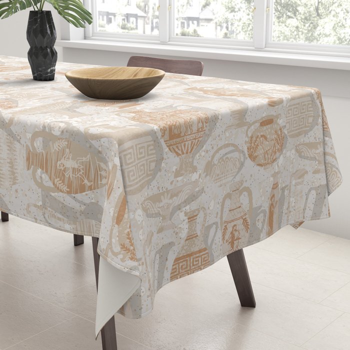 Antique pottery warm neutral Tablecloth Gallery Image 3