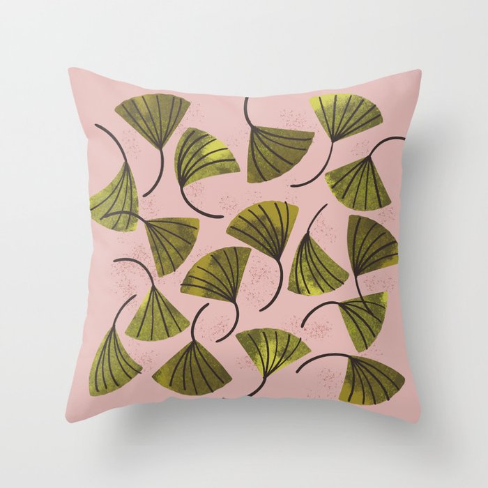 Ginkgo Leaves Throw Pillow Gallery Image 1