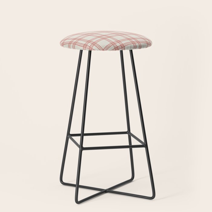 Red And Cream Gingham Stool Gallery Image 1