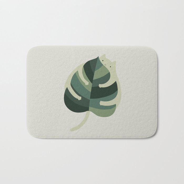 Monstera Cat Hug Bath Mat Gallery Image 1