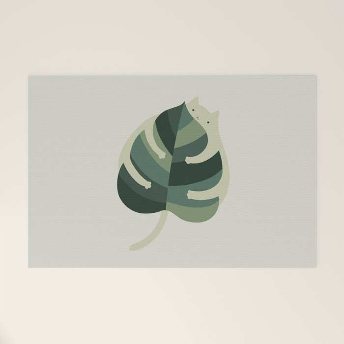 Monstera Cat Hug Welcome Mat Gallery Image 1