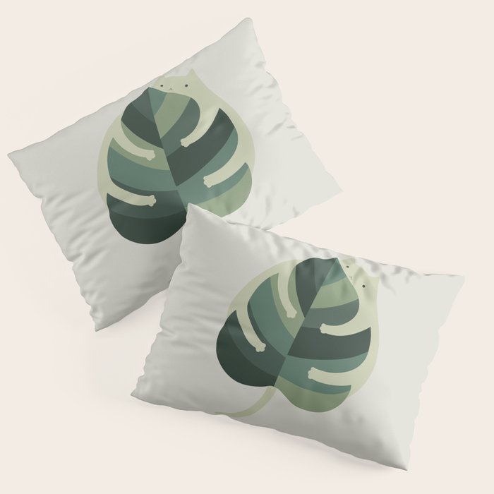 Monstera Cat Hug Pillow Sham Gallery Image 1