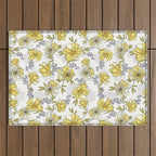 Luxurious pattern with yellow flowers Outdoor Rug Gallery Image 1