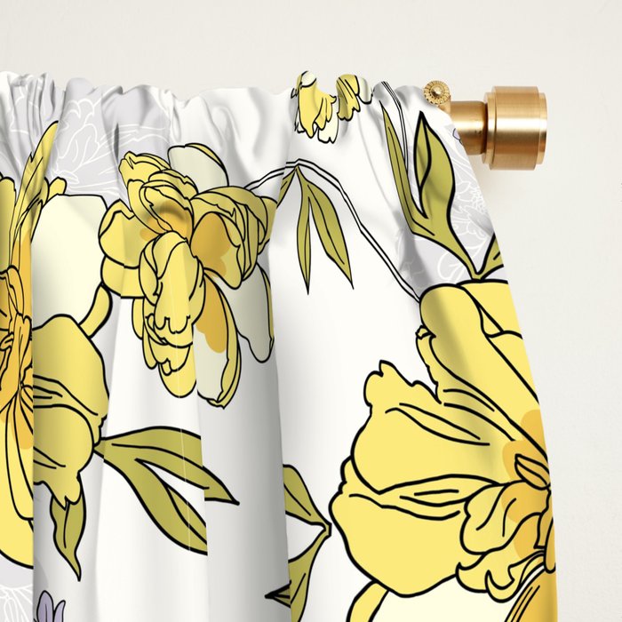 Luxurious pattern with yellow flowers Window Curtain Gallery Image 2