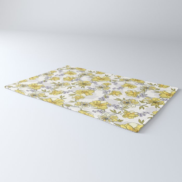 Luxurious pattern with yellow flowers Rug Gallery Image 3