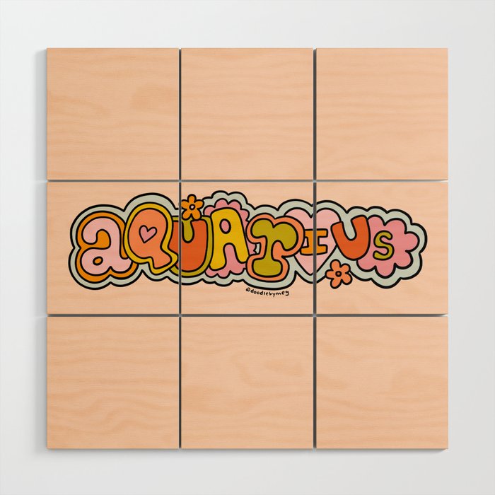 Aquarius Doodle Letters Wood Wall Art Gallery Image 1