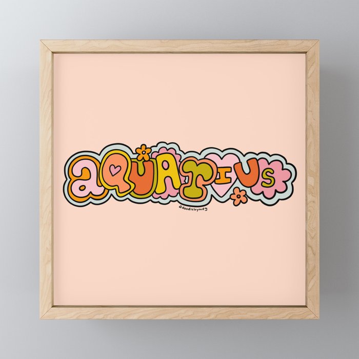 Aquarius Doodle Letters Mini Art Print Gallery Image 1