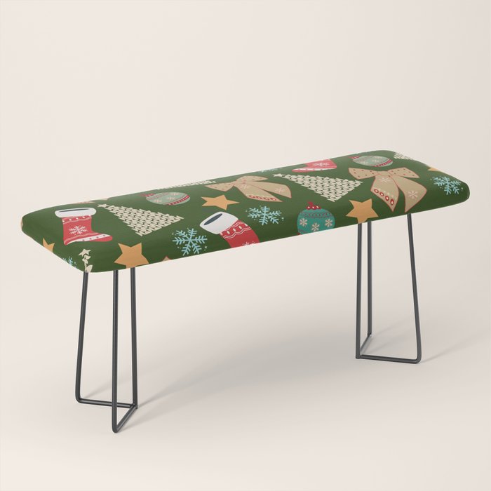 Cute Christmas Dark Green Bench Gallery Image 1
