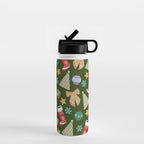 Cute Christmas Dark Green Water Bottle Gallery Image 1