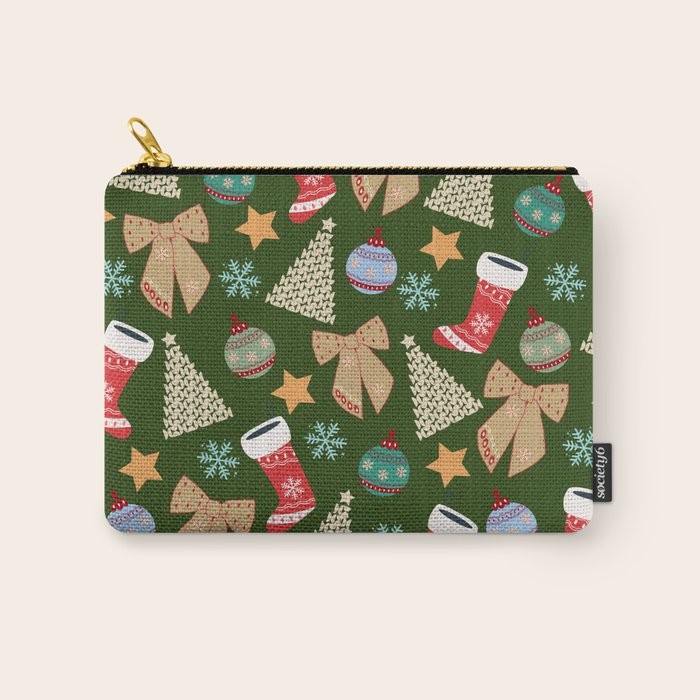 Cute Christmas Dark Green Carry All Pouch Gallery Image 1