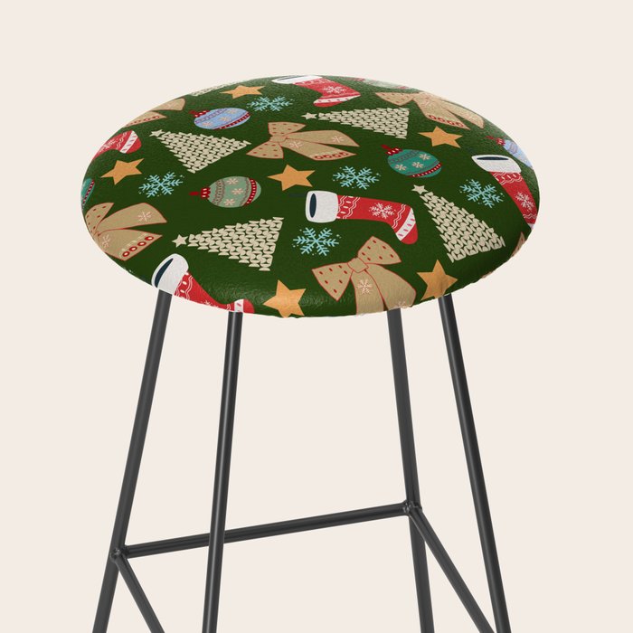 Cute Christmas Dark Green Stool Gallery Image 2