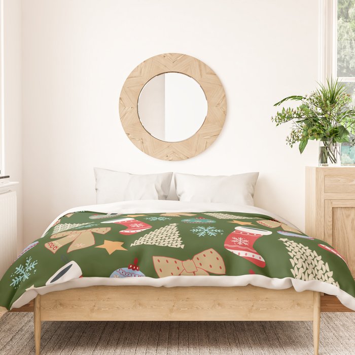 Cute Christmas Dark Green Duvet Cover Gallery Image 3